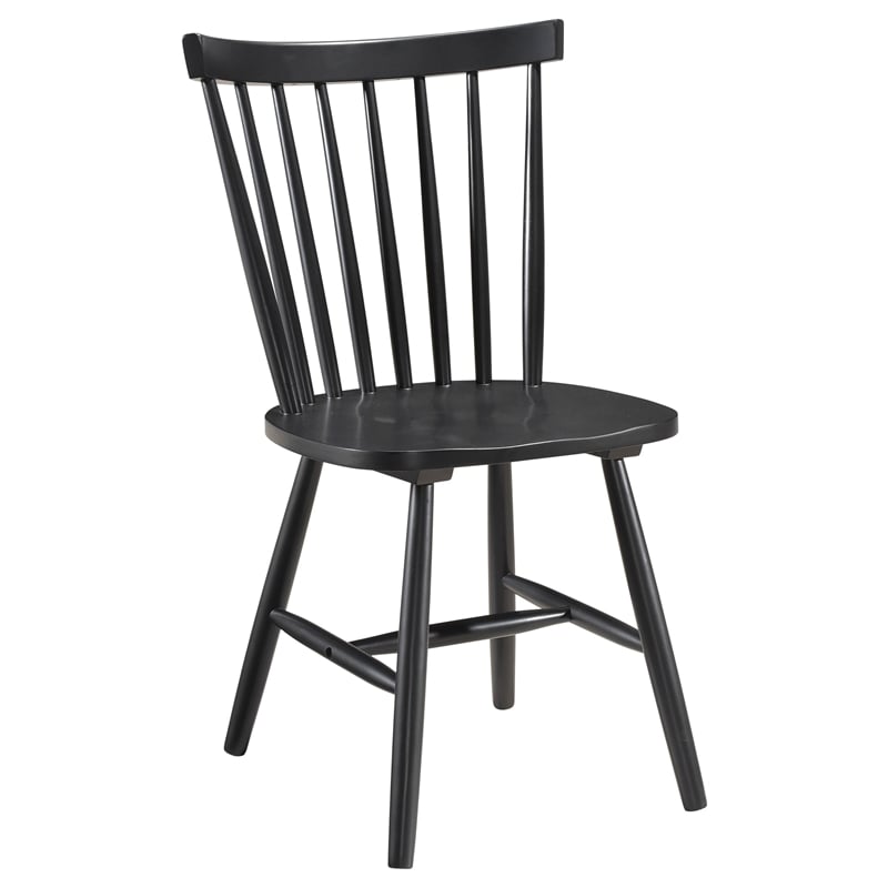 Pemberly Row Farmhouse Windsor Wood Dining Side Chairs in Black