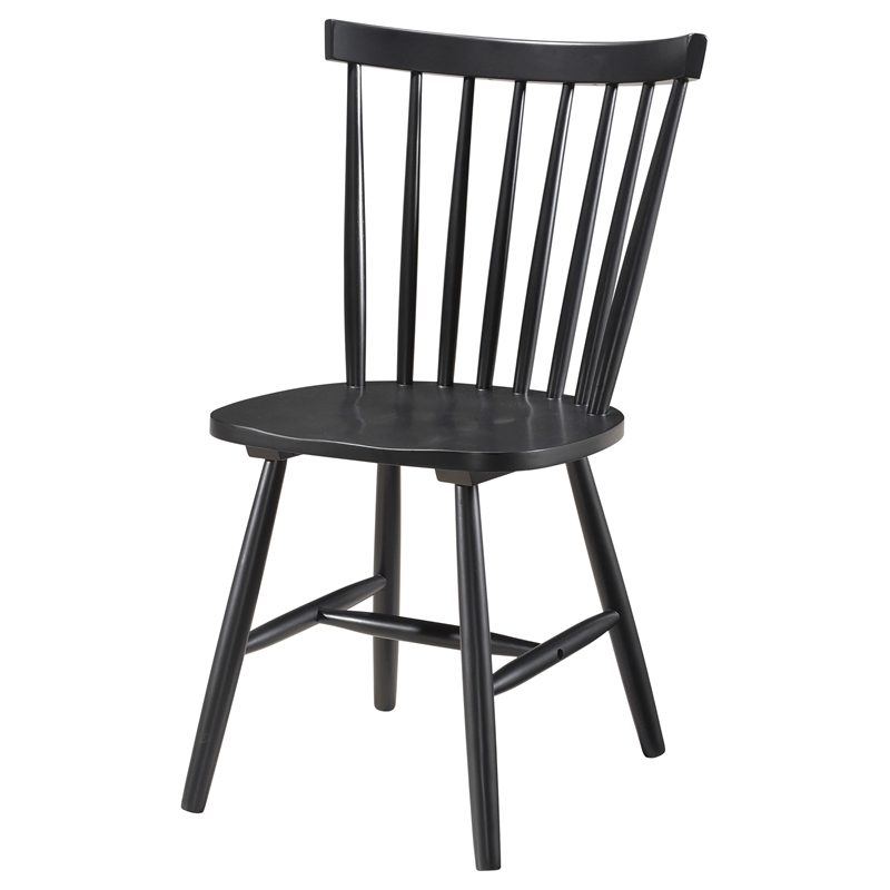 Pemberly Row Farmhouse Windsor Wood Dining Side Chairs in Black