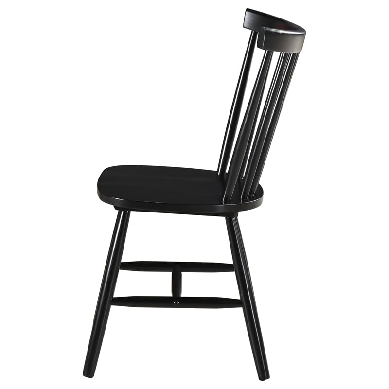 Pemberly Row Farmhouse Windsor Wood Dining Side Chairs in Black