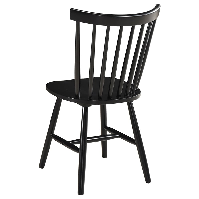 Pemberly Row Farmhouse Windsor Wood Dining Side Chairs in Black