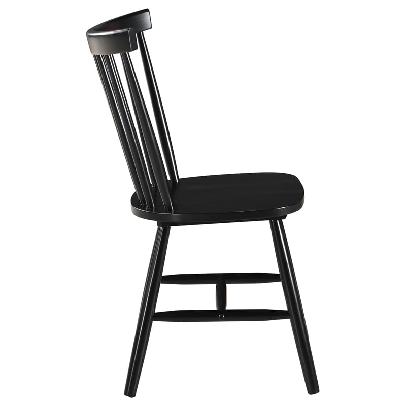 Pemberly Row Farmhouse Windsor Wood Dining Side Chairs in Black