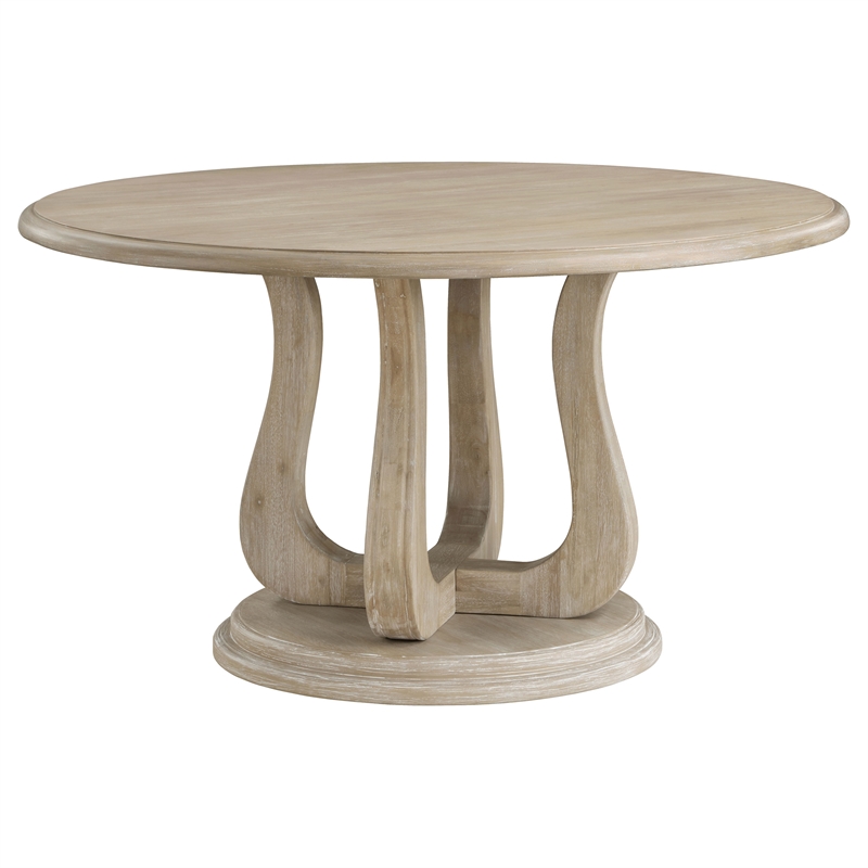 Pemberly Row 5-Piece Round Wood Dining Table Set in Brown and Beige