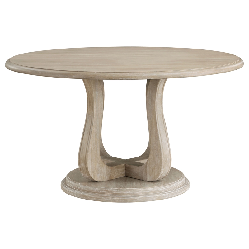 Pemberly Row 5-Piece Round Wood Dining Table Set in Brown and Beige
