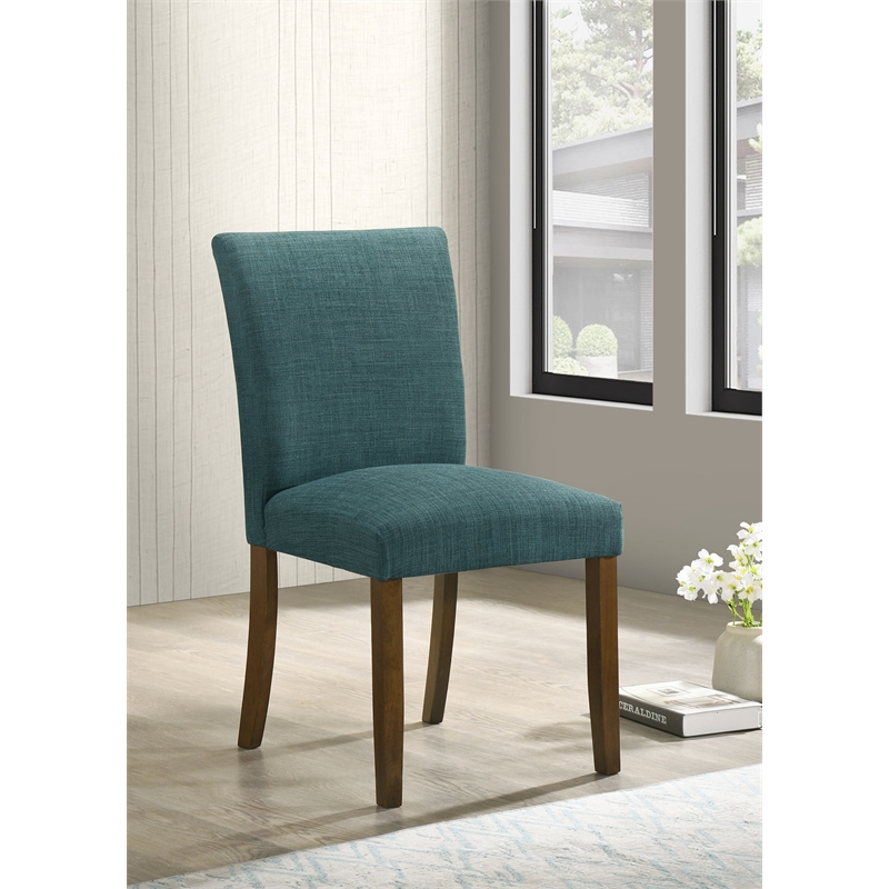 Pemberly Row Transitional Fabric Upholstered Side Chairs Teal Blue