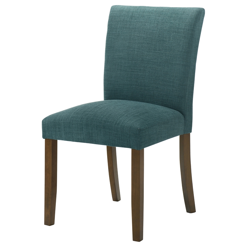 Pemberly Row Transitional Fabric Upholstered Side Chairs Teal Blue