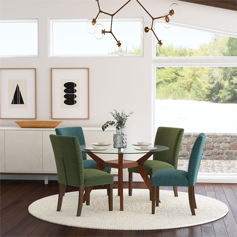 Pemberly Row Transitional Fabric Upholstered Side Chairs Green