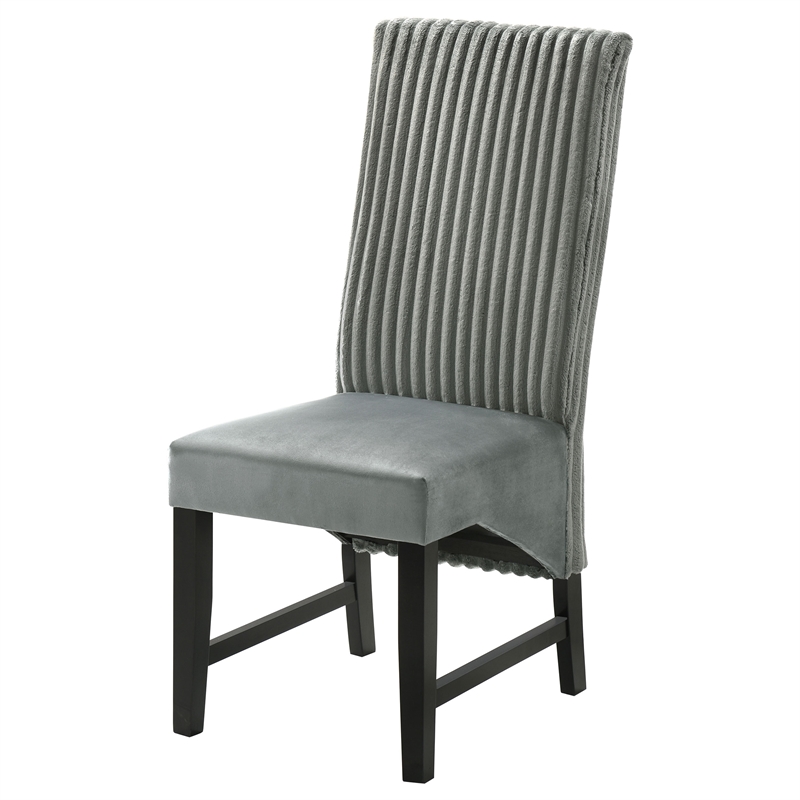 Pemberly Row Transitional Fabric Upholstered Side Chairs Gray