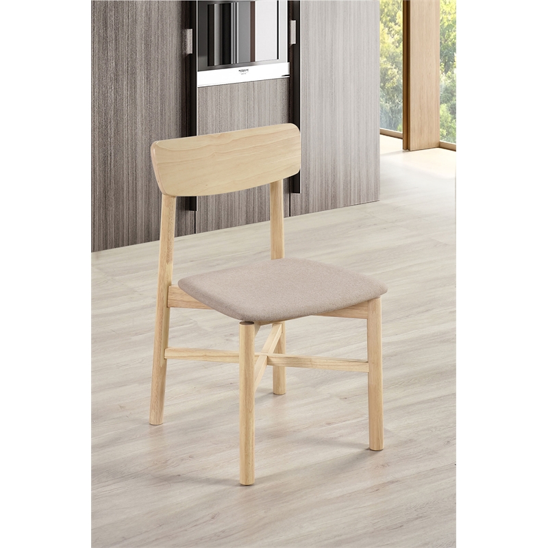 Pemberly Row Mid-Century Wood Dining Chairs White Washed and Tan