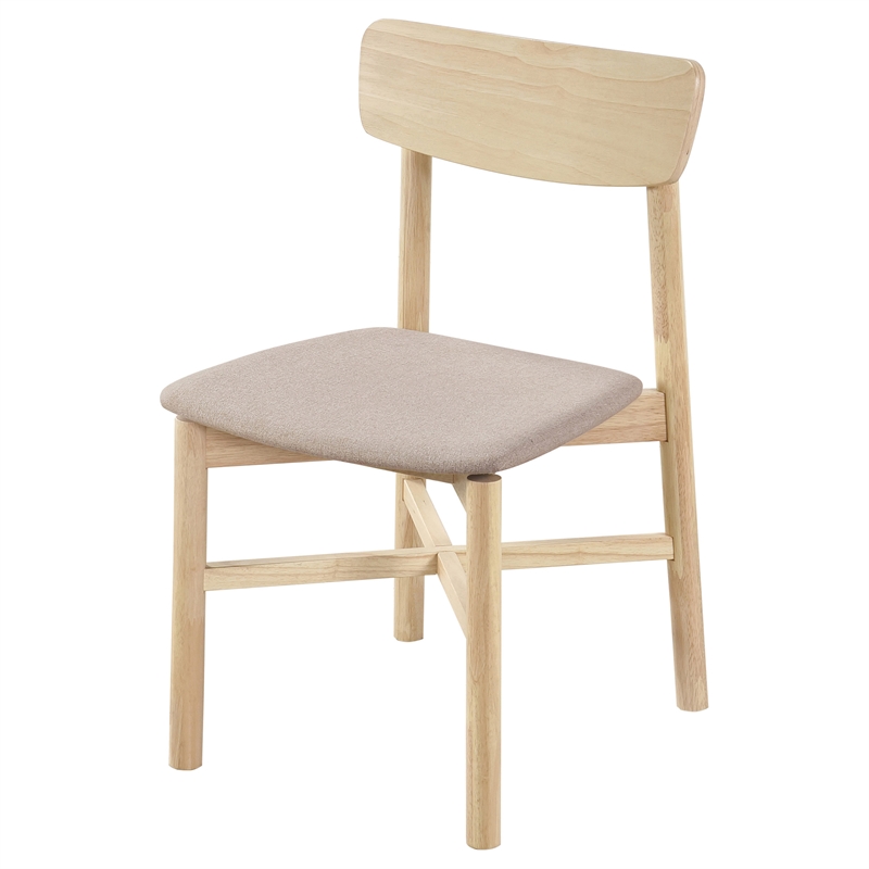 Pemberly Row Mid-Century Wood Dining Chairs White Washed and Tan