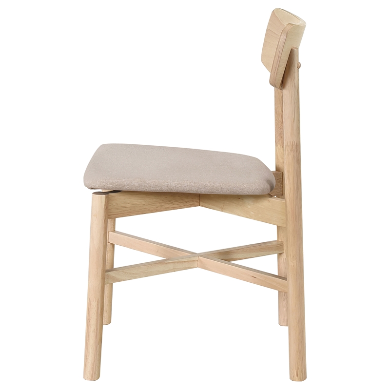 Pemberly Row Mid-Century Wood Dining Chairs White Washed and Tan