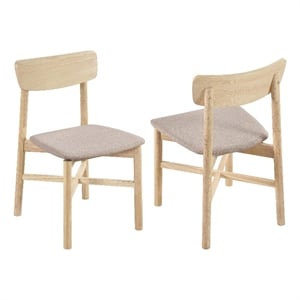 Pemberly Row Mid-Century Wood Dining Chairs White Washed and Tan