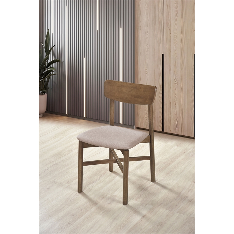 Pemberly Row Mid-Century Wood Dining Chairs Natural Walnut Tan