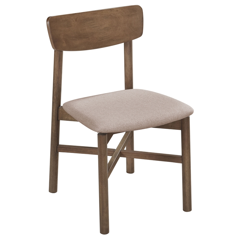 Pemberly Row Mid-Century Wood Dining Chairs Natural Walnut Tan