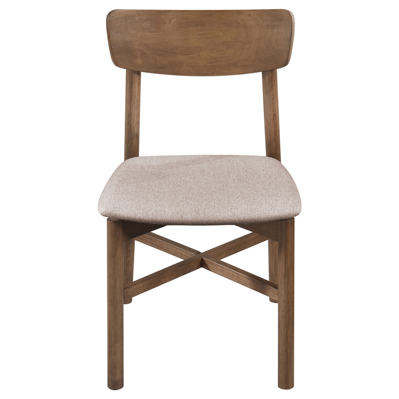 Pemberly Row Mid-Century Wood Dining Chairs Natural Walnut Tan