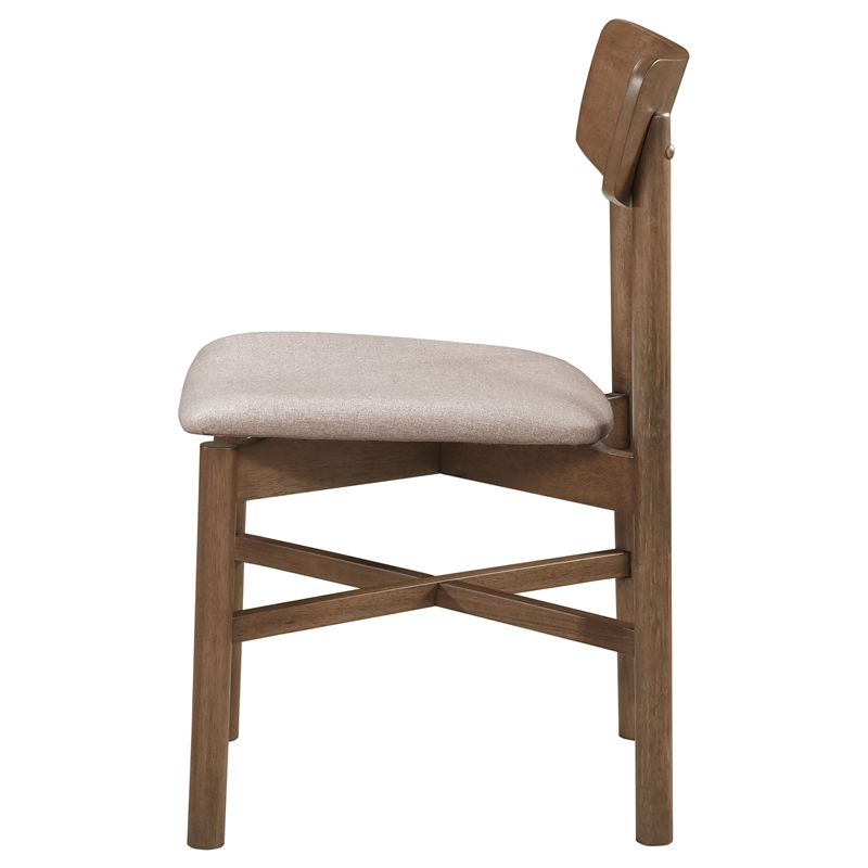 Pemberly Row Mid-Century Wood Dining Chairs Natural Walnut Tan