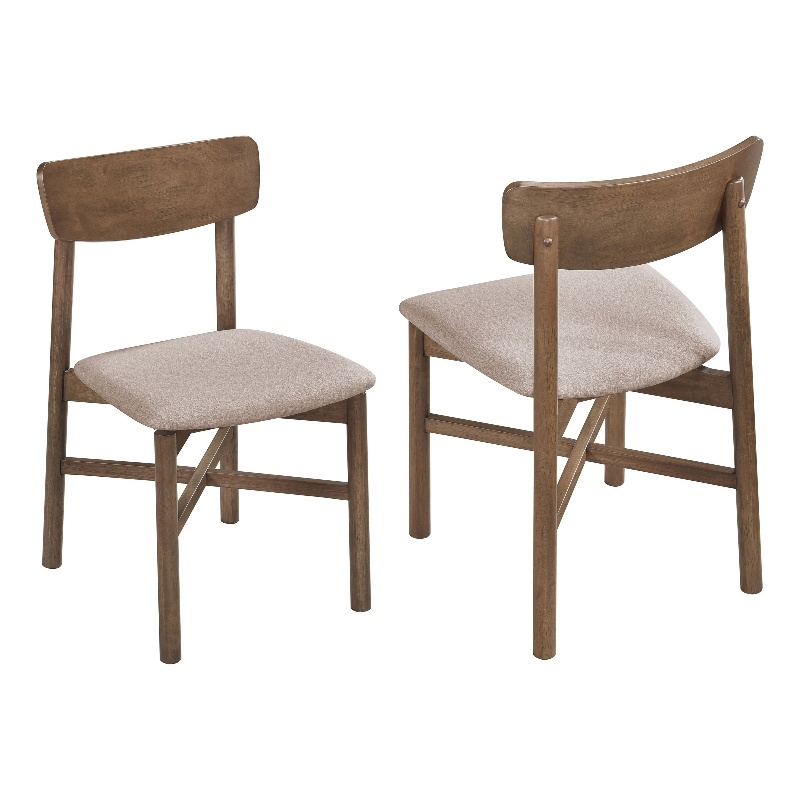 Pemberly Row Mid-Century Wood Dining Chairs Natural Walnut Tan
