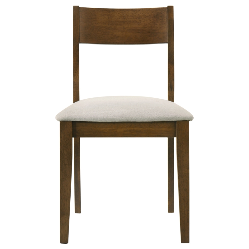 Pemberly Row Mid-Century Wood Dining Chairs in Dark Brown and Beige