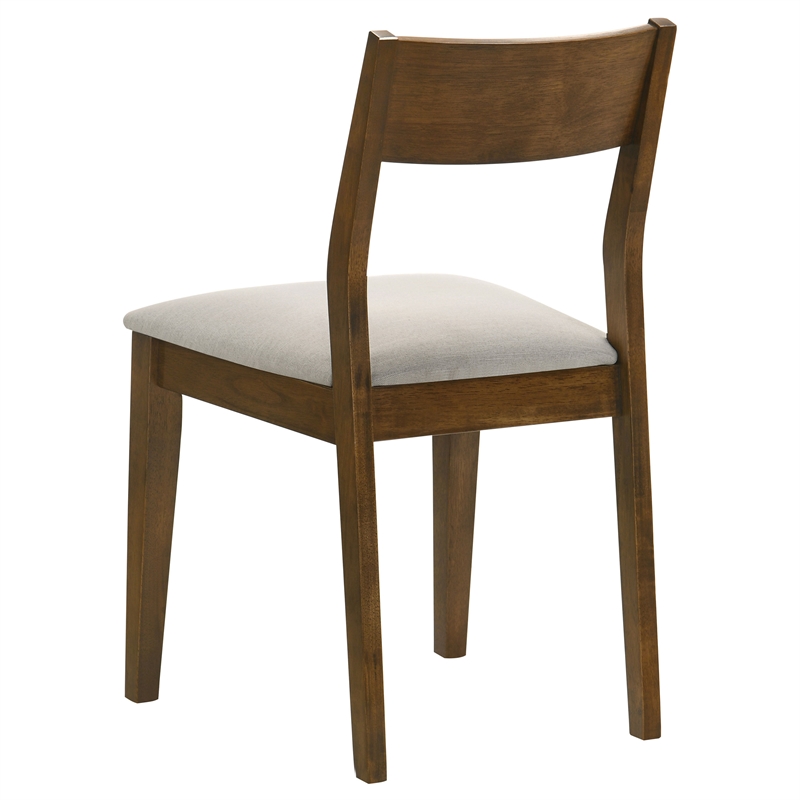 Pemberly Row Mid-Century Wood Dining Chairs in Dark Brown and Beige