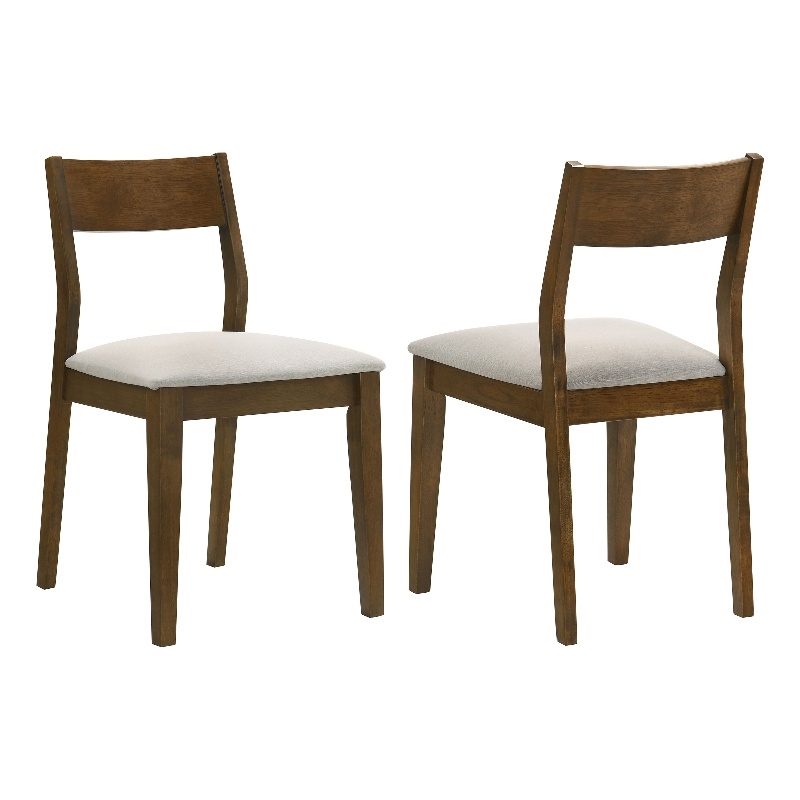 Pemberly Row Mid-Century Wood Dining Chairs in Dark Brown and Beige