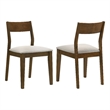 Pemberly Row Mid-Century Wood Dining Chairs in Dark Brown and Beige