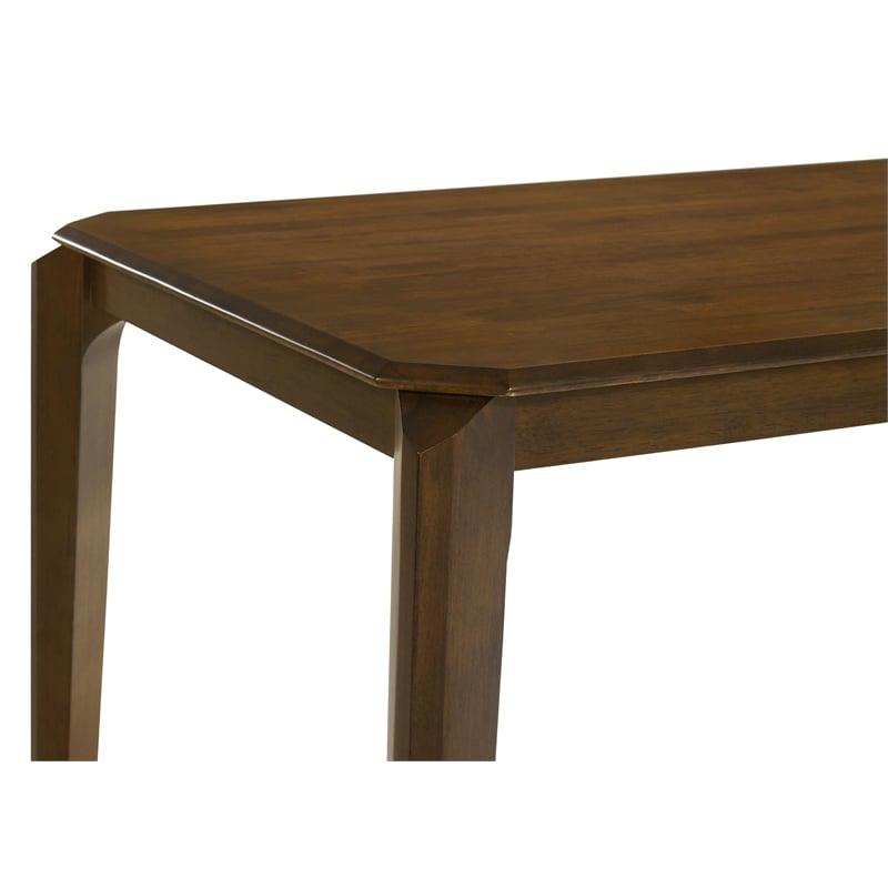 Pemberly Row 7-Piece Mid-Century Wood Dining Set in Dark Brown and Beige