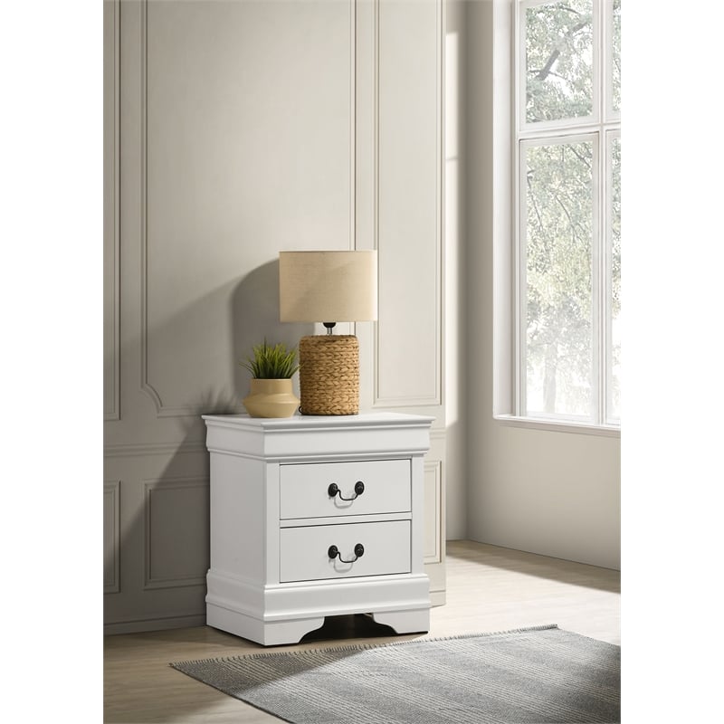 Pemberly Row 2-Drawer Rectangular Traditional Wood Nightstand in White