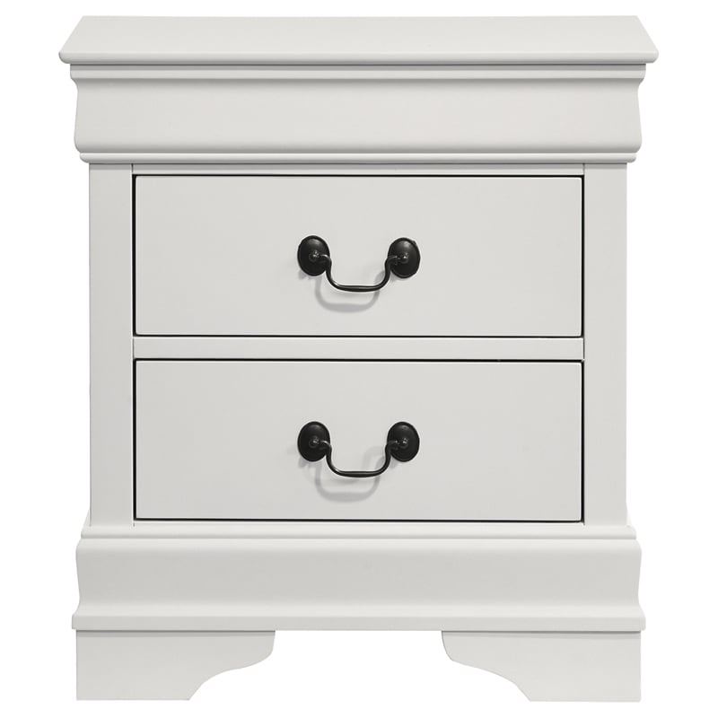 Pemberly Row 2-Drawer Rectangular Traditional Wood Nightstand in White
