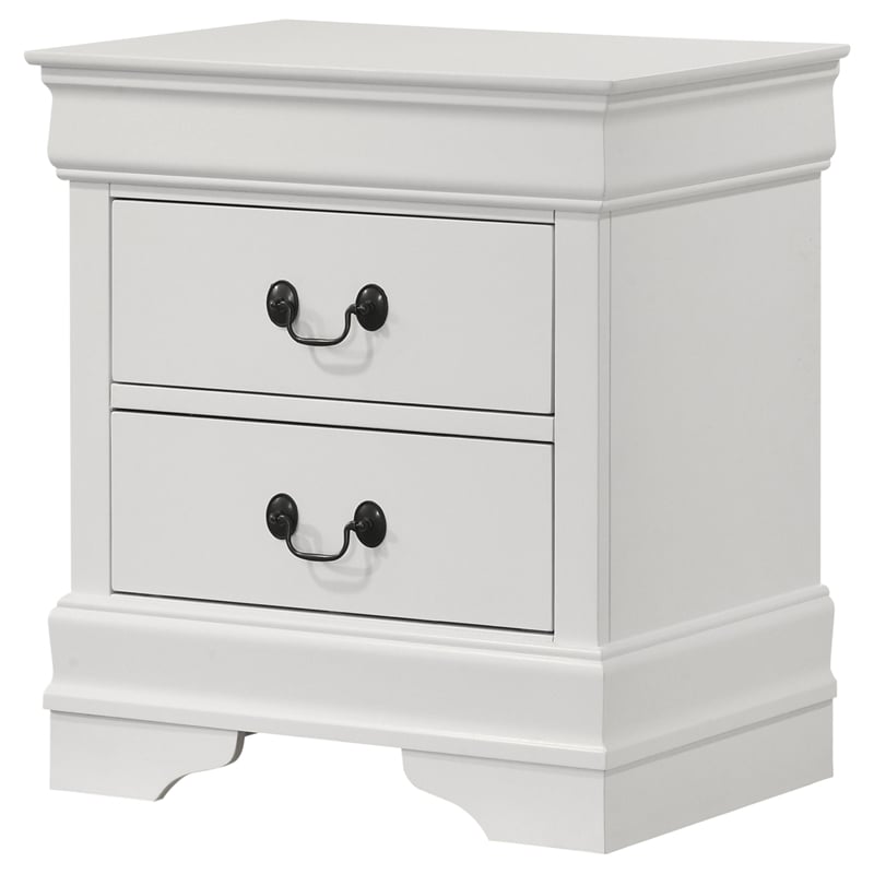 Pemberly Row 2-Drawer Rectangular Traditional Wood Nightstand in White