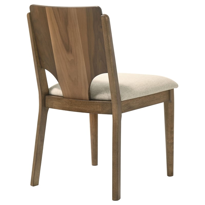 Pemberly Row Mid-Century Fabric Upholstered Seat Dining Chairs in Walnut