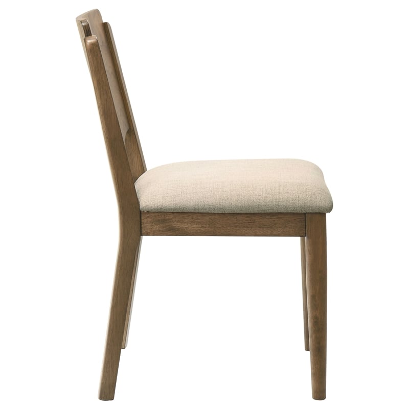 Pemberly Row Mid-Century Fabric Upholstered Seat Dining Chairs in Walnut