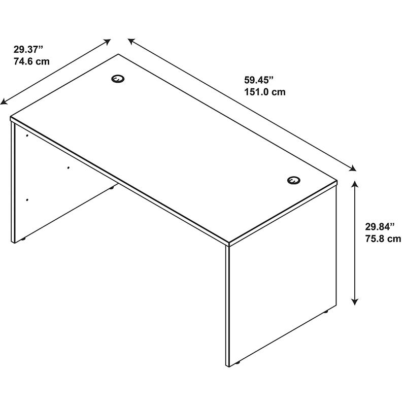 Pemberly Row 60W x 30D Office Desk in Hansen Cherry - Engineered Wood