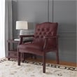 Pemberly Row Traditional Faux Leather Tufted Guest Chair in Oxblood