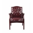 Pemberly Row Traditional Faux Leather Tufted Guest Chair in Oxblood