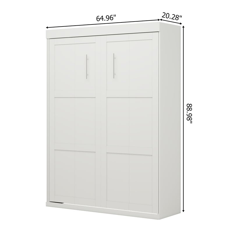 Pemberly Row Modern Queen Murphy Bed 65-inch Space-Saving in White
