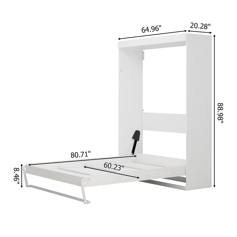 Pemberly Row Modern Queen Murphy Bed 65-inch Space-Saving in White