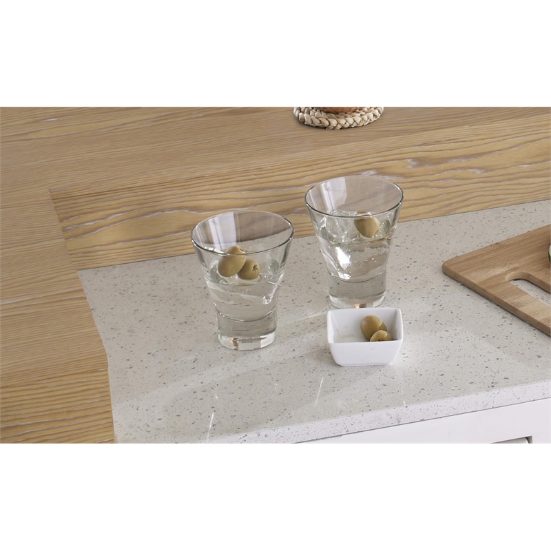 Pemberly Row Set of 3 Quartz Inserted Dining Bar & Spindle Back Swivel Barstools