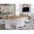 Pemberly Row Set of 3 Quartz Inserted Dining Bar & Spindle Back Swivel Barstools