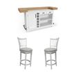 Pemberly Row Set of 3 Quartz Inserted Dining Bar & Spindle Back Swivel Barstools