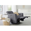Pemberly Row Fabric Glider Power Recliner Nursery Rocking Swivel Chair in Stone