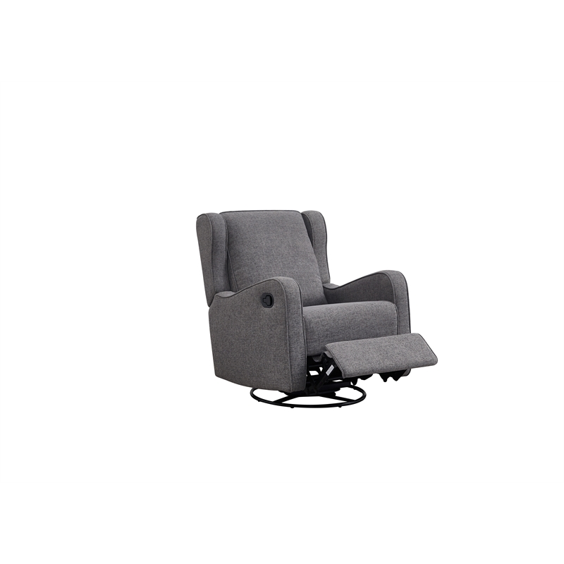 Pemberly Row Glider Manual Recliner Nursery Rocking Swivel Chair in Steel Gray