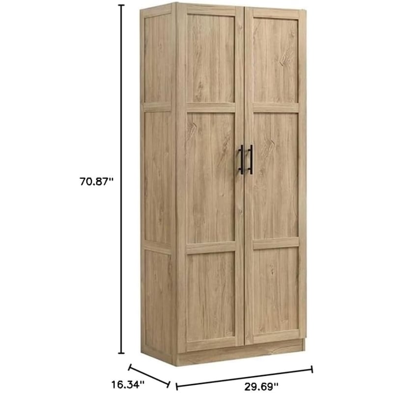 Pemberly Row Contemporary Engineered Wood Storage Cabinet in Light Wood