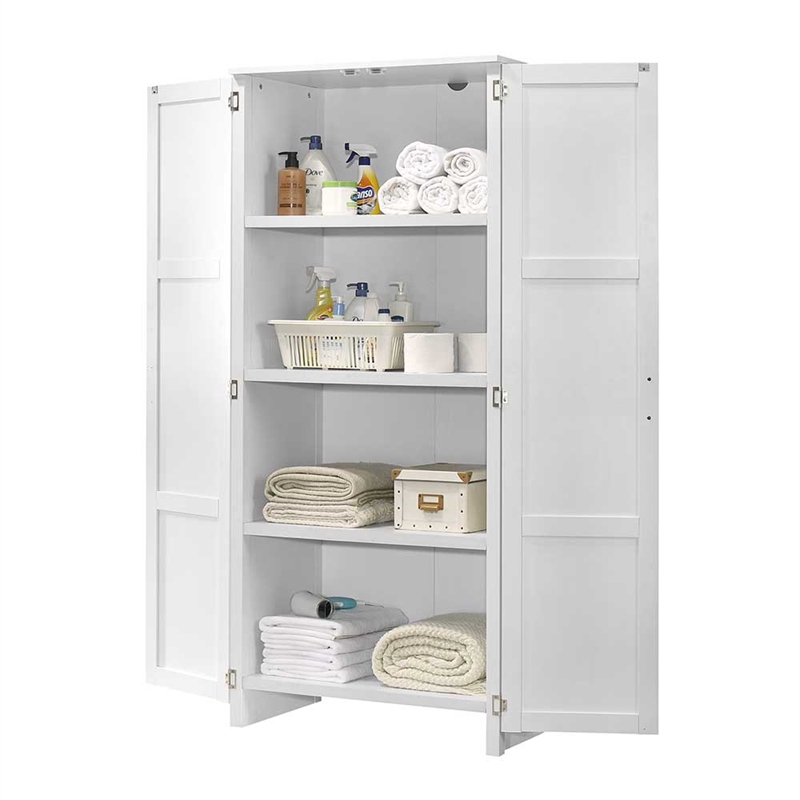 Pemberly Row Contemporary Engineered Wood Pantry in White Finish