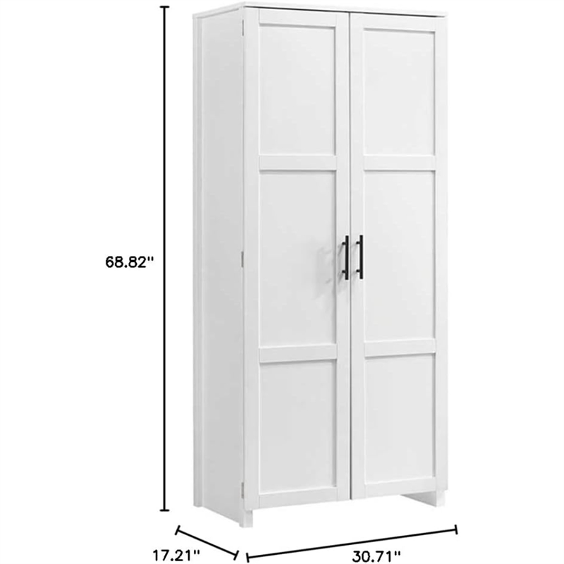 Pemberly Row Contemporary Engineered Wood Pantry in White Finish