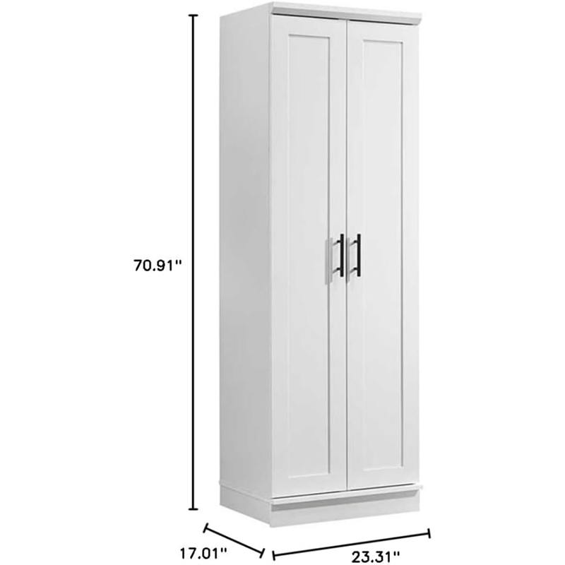 Pemberly Row Contemporary Engineered Wood Storage Cabinet in White