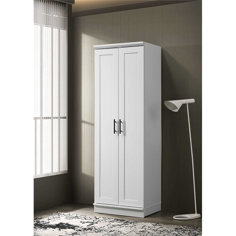 Pemberly Row Contemporary Engineered Wood Storage Cabinet in White