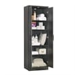 Pemberly Row Engineered Wood Storage Cabinet in Dark Wood/Graphite Black