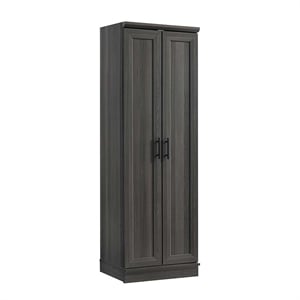 Pemberly Row Engineered Wood Storage Cabinet in Dark Wood/Graphite Black