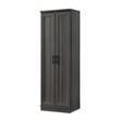 Pemberly Row Engineered Wood Storage Cabinet in Dark Wood/Graphite Black