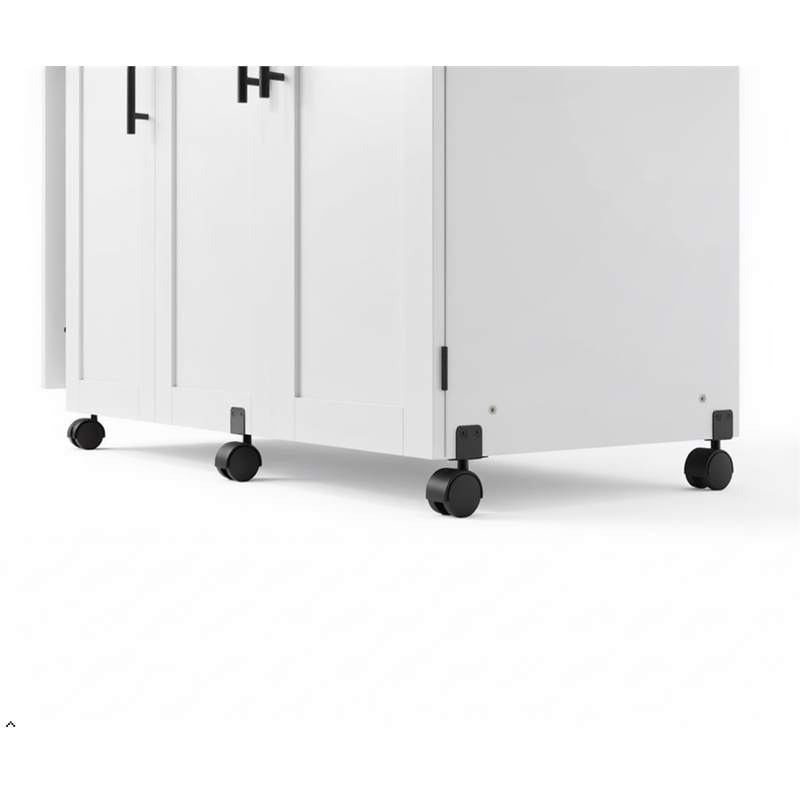 Pemberly Row Contemporary Engineered Wood Sewing Craft Cart in White