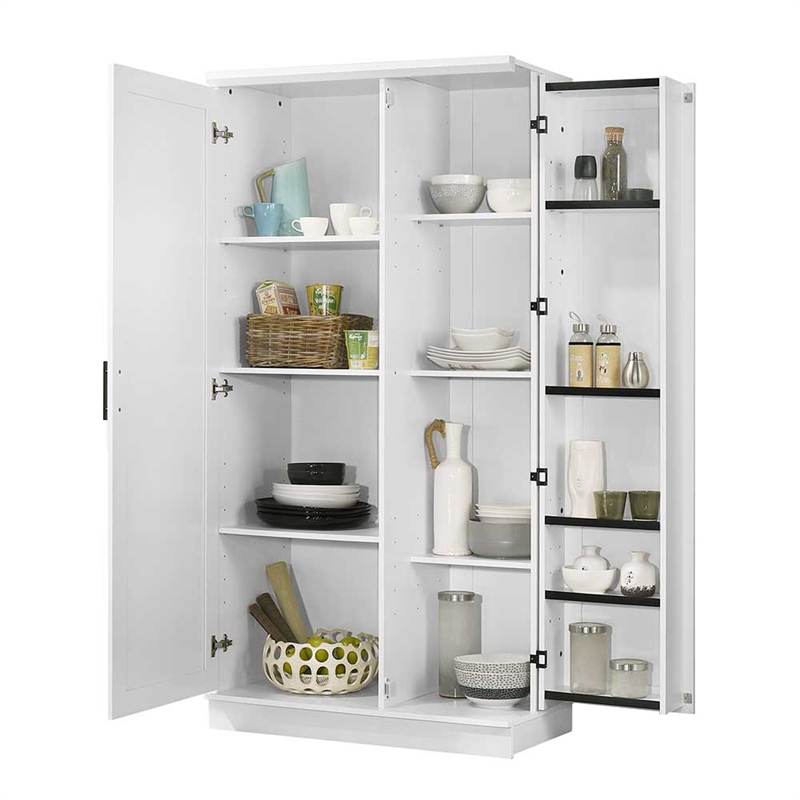 Pemberly Row Contemporary 2-Door Engineered Wood Storage Cabinet in White